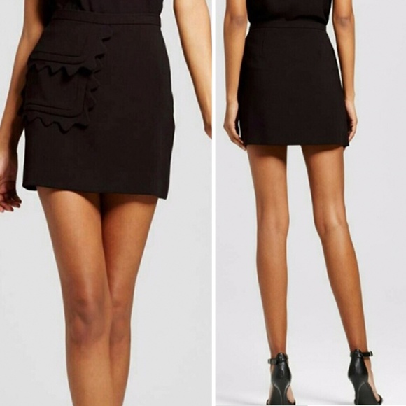 VICTORIA BECKHAM x TARGET Black Twill Scallop Pocket A-Line Mini Skirt NWT - Picture 4 of 8